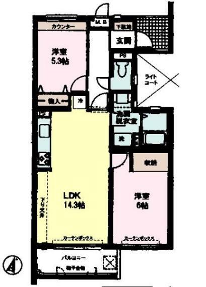 エクセル新松戸(2LDK) 3階の間取り図