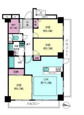 グラン・エステ川崎ツインタワー壱番館(3LDK) 14階の間取り図