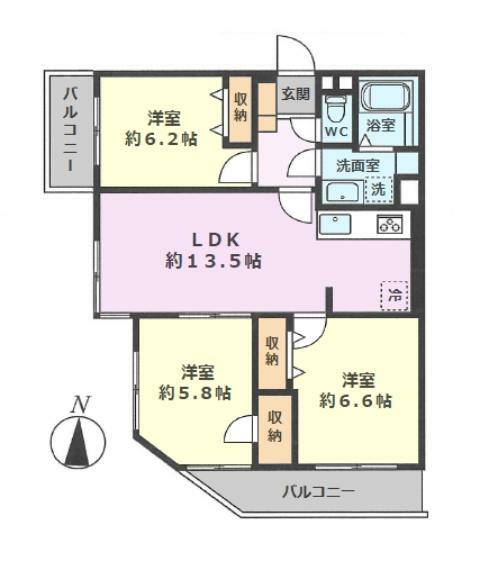 コスモ大泉学園(3LDK) 4階の間取り図