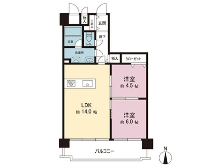 香里第二日光ハイツ(2LDK) 8階の間取り図