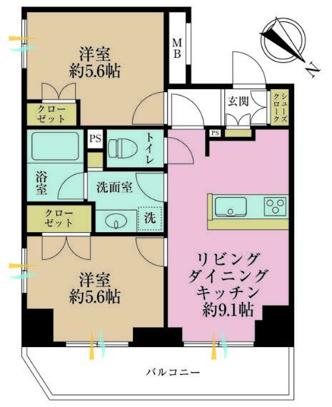 フェリーチェマーレ川崎大島(1LDK) 7階の間取り図