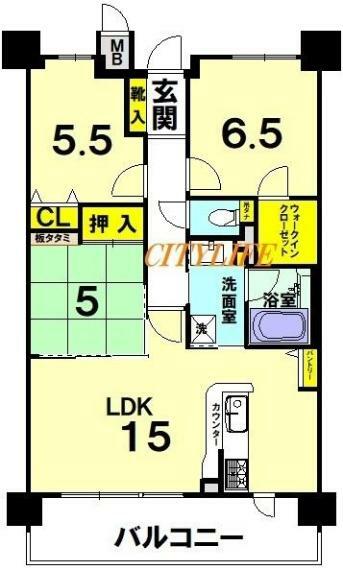 パデシオン京都七条ミッドパーク(3LDK) 5階の内観