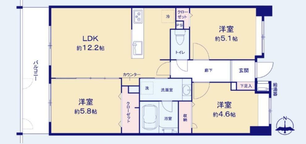 ドラゴンマンション赤塚公園壱番館(3LDK) 2階の間取り図