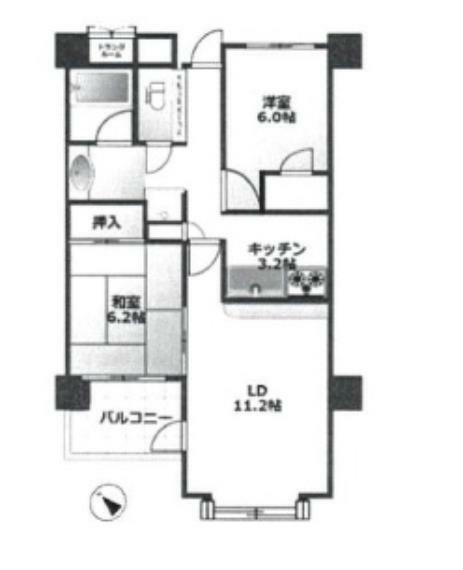 サンマンションアトレ新千葉(2LDK) 2階の間取り図