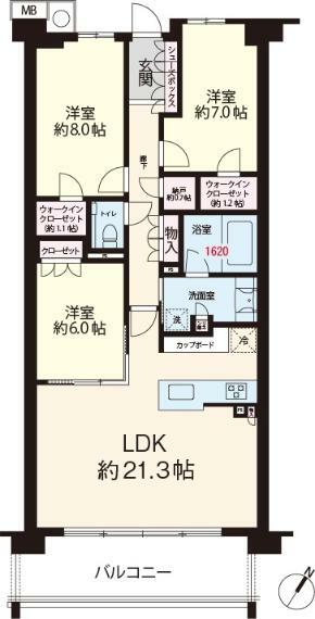 ザ・パークハウス新浦安マリンヴィラ(3LDK) 4階の間取り図