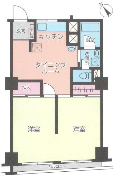 桜木町スカイハイツ(2DK) 8階の間取り図