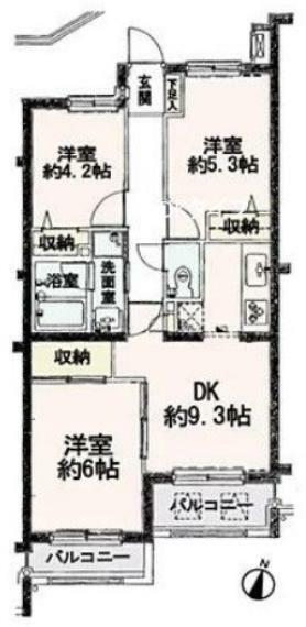 ロイヤルステージ北浦和(3DK) 4階の間取り図