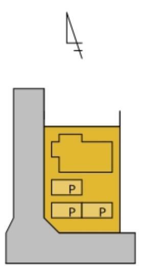 【区画図】駐車は3台可能。車種によっては5台位可能。