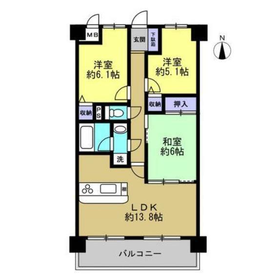 ベル・アーバニティ樟葉2(3LDK) 2階の間取り図