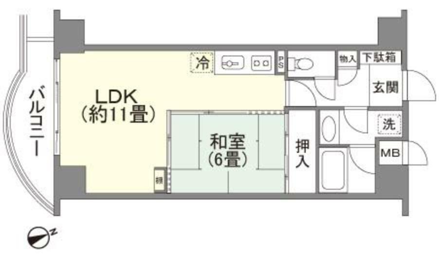 エスカール御宿(1LDK) 12階の間取り図