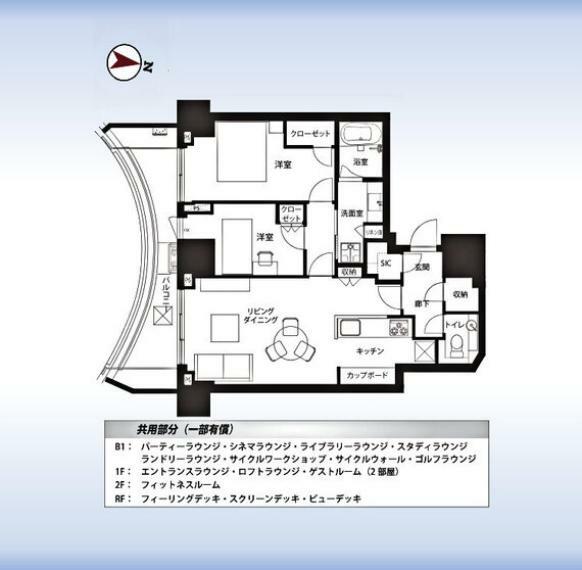 パークコート神宮北参道ザタワー(2LDK) 14階の間取り図