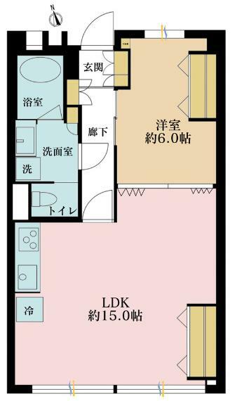 桑川町住宅1号棟(1LDK) 9階の間取り図