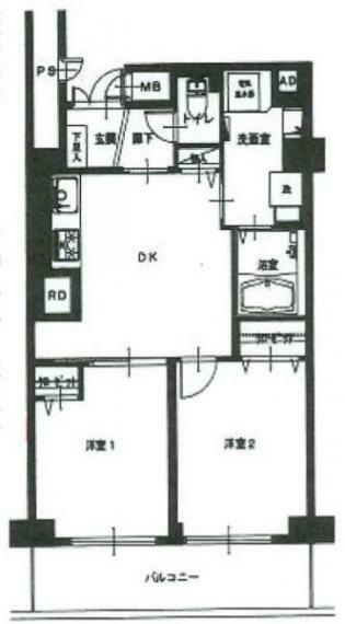 メゾン鹿島台(2DK) 5階の間取り図