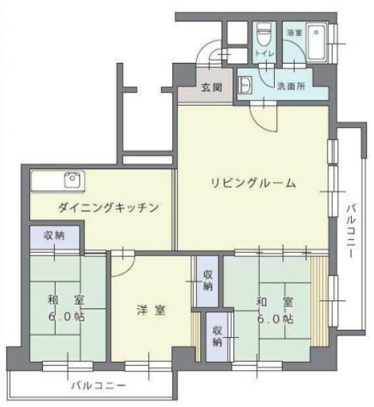 金沢八景ローズマンション(3LDK) 2階の間取り図