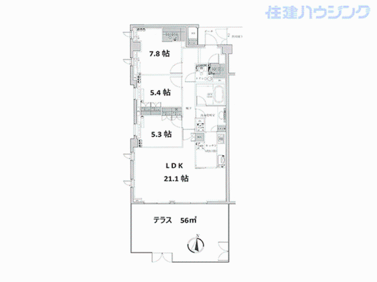 パークハウス荻窪(3LDK) 1階の間取り図