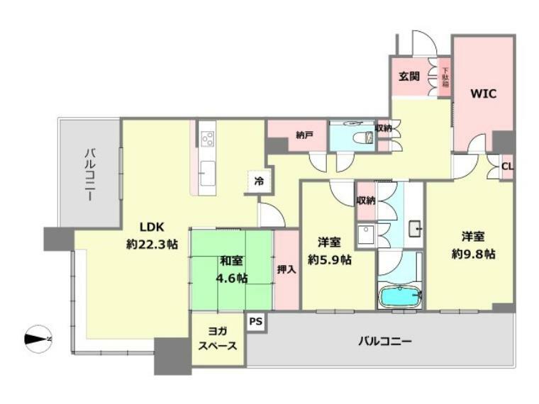 ジオタワー宝塚EAST(3LDK) 30階の間取り図