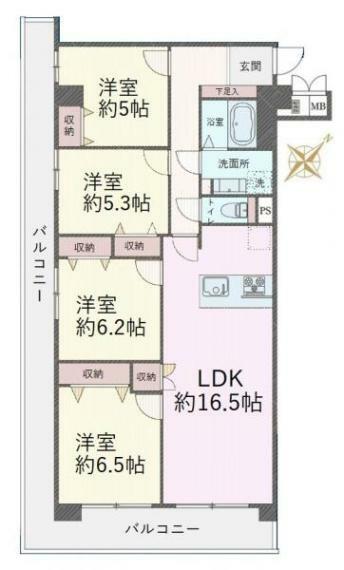 川越パークファミリア(4LDK) 12階の間取り図