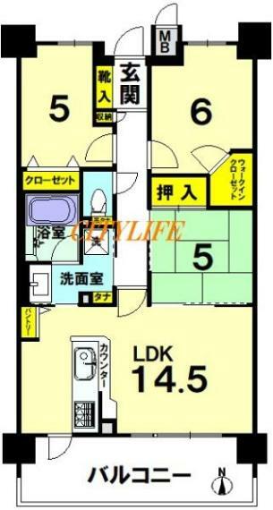 パデシオン京都七条ミッドパーク(3LDK) 6階の間取り図