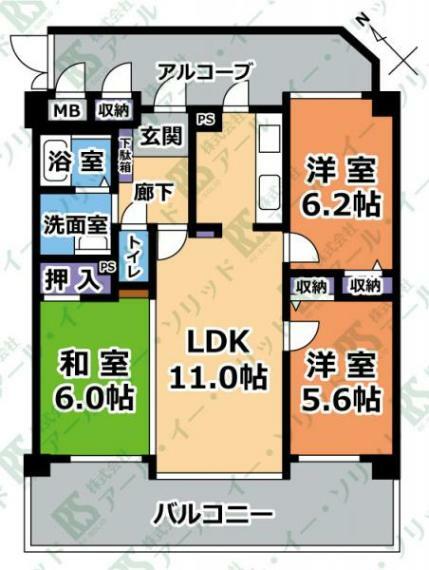 ランドコア戸坂出江(3LDK) 1階の内観