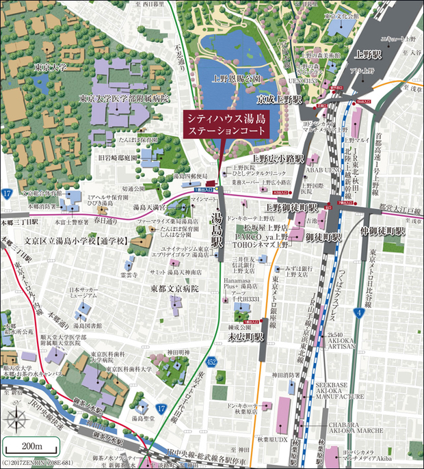 東京都文京区湯島3丁目47※住居表示ではありません。＜現地案内図＞