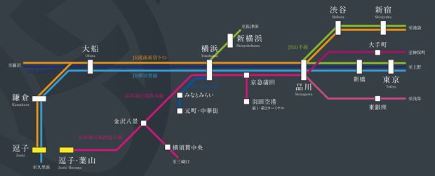 【「逗子」駅から始発も利用可能。2駅3路線の軽快アクセス。】<BR />「逗子」駅からは、「横浜」駅へ直通で28分のスマートなアクセスを実現。「東京」駅、「品川」駅へダイレクトのJR横須賀線と、「新宿」駅、「渋谷」駅へ直通のJR湘南新宿ラインは始発電車も利用でき、都心の主要駅へ座っての楽々な通勤やお出かけが可能です。また、京急逗子線「逗子・葉山」駅からは、「羽田空港」へもダイレクトにつながります。<BR />※『Jorudan乗換案内時刻表対応版最新版』使用。※通勤時は7,8時台、日中平常時は9-17時台発の中で表記の電車、乗り換え方法を利用した場合の乗り換え時間を含めた所要時間。（路線情報2023年3月版調べ）＜交通案内図＞